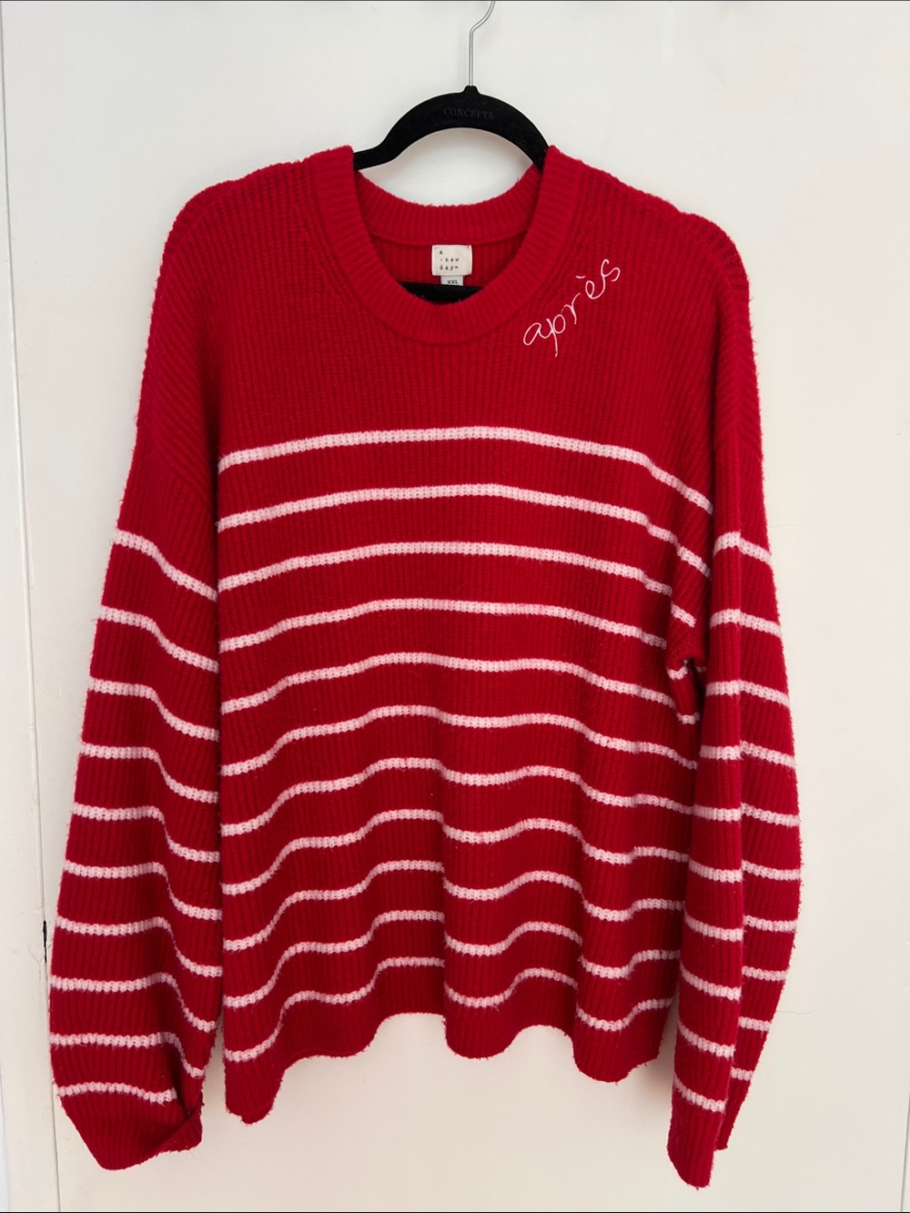 a new day Red and White Striped Knit Sweater